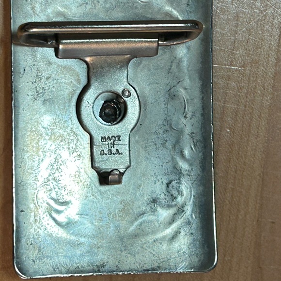 Silver Tone 2” X 3” Belt Buckle w. Bronze Color Bull Head USA Made Belt Buckle - Picture 4 of 4